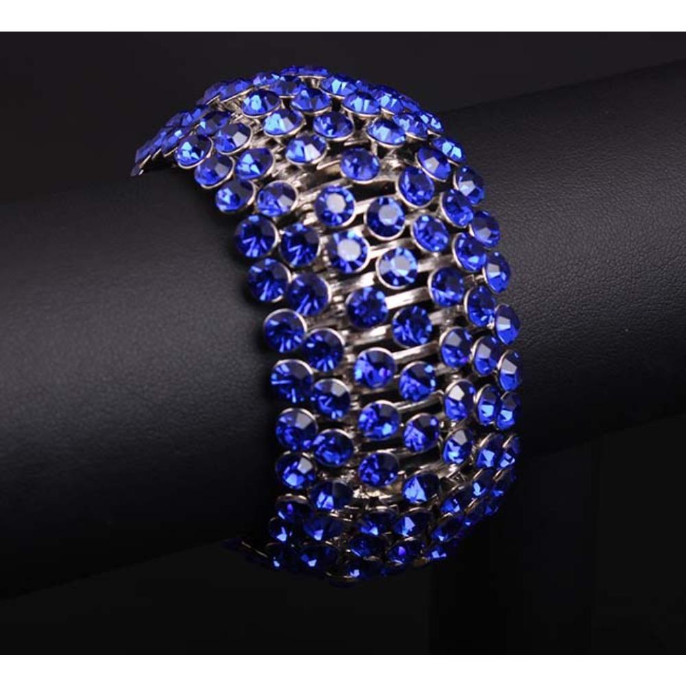 European and American Exaggeration, Super Flash Full Diamond Metal Elastic Wide Bracelet Bracelet Female Big-name Jewelry