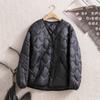 Collarless rhombus light and thin down jacket for women, light and ultra-thin, inner and outer wear, large size V-neck short jacket tide