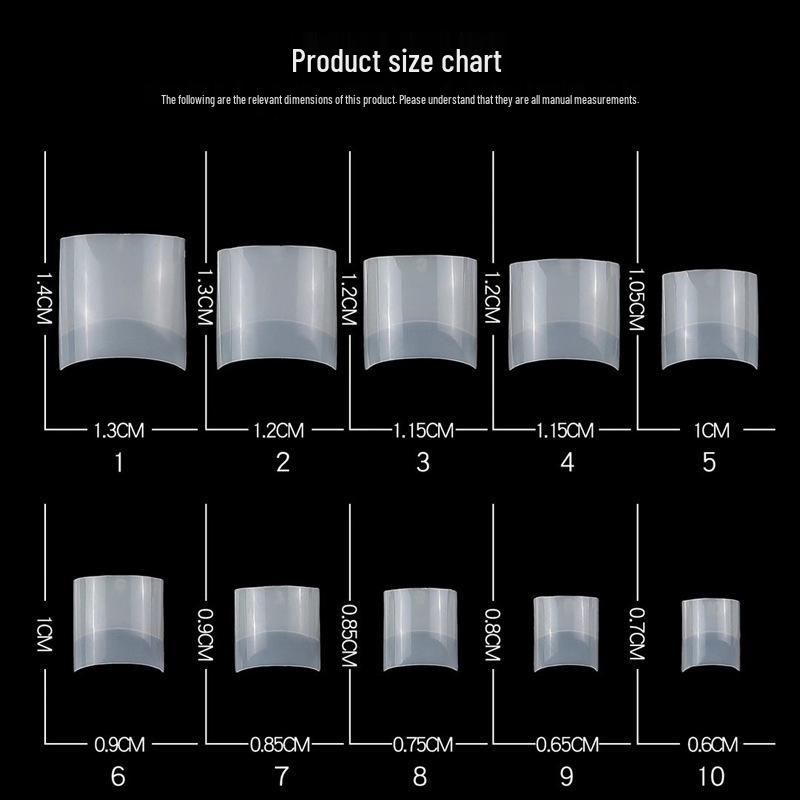 Nail Art Set: 500 Short French Half-Cover Transparent & Natural False Nails