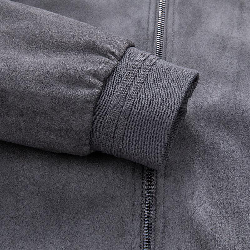 JOW Men's Suede-Feel Anti-Wrinkle Stand Collar Jacket