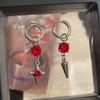 Stainless Steel Rivet Drop Earrings for Women Exquisite Retro Zircon Starburst Hoop Earrings Hip Hop Punk Versatile Jewelry Gift