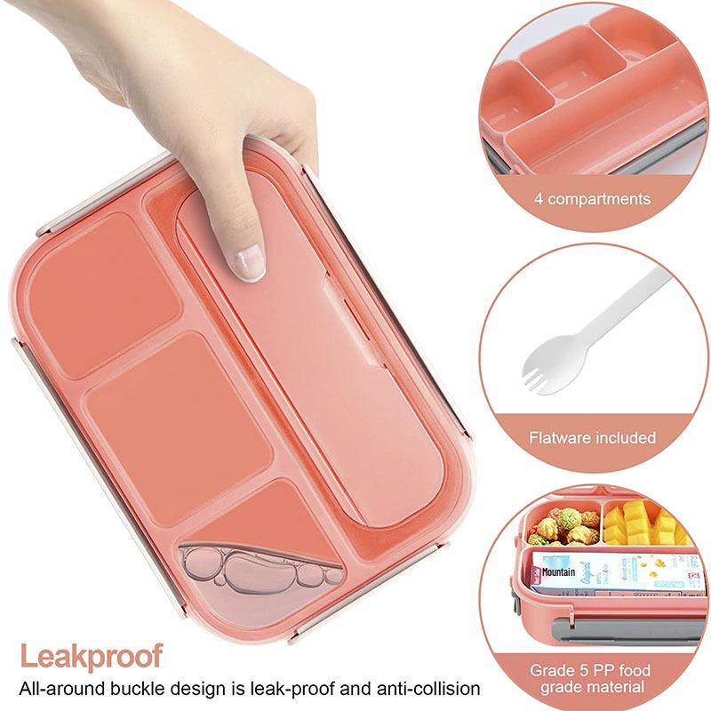 Set da 16 pezzi di portapranzo bento in plastica per studenti con scomparti adatti al microonde e stuzzicadenti per frutta