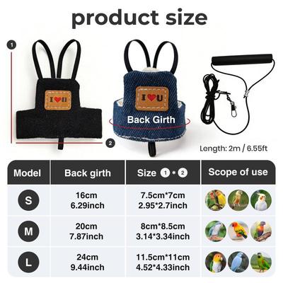 Escape Proof Parrot Harness Comfortable Training Rope for Birds Adjustable Vest Outdoor Exercise and Safety