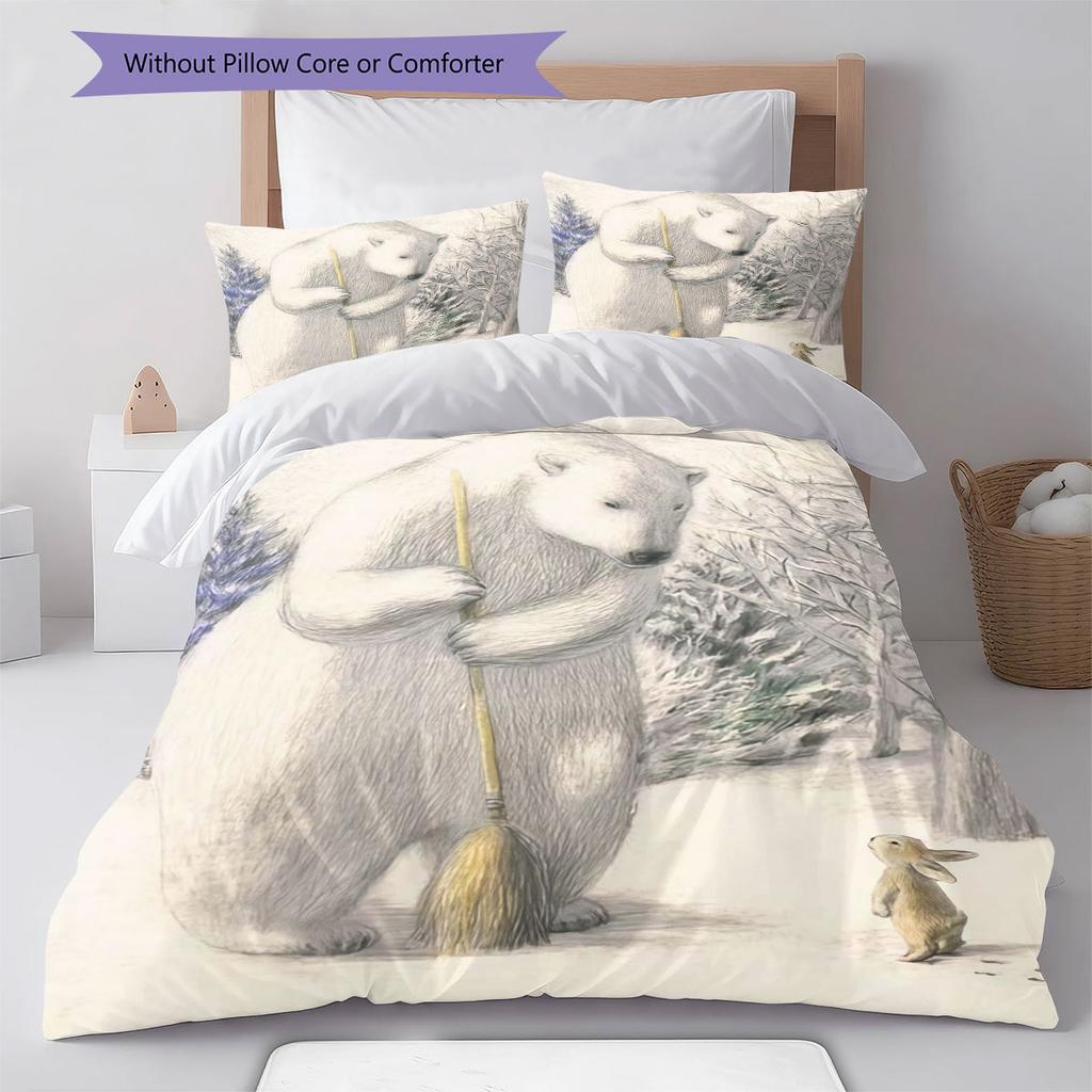 Bear Bedding Quilt Set Quilt Cover Pillowcase Home Decoration Birthday Gift (1 * duvet cover + 2 * pillowcase, without core)