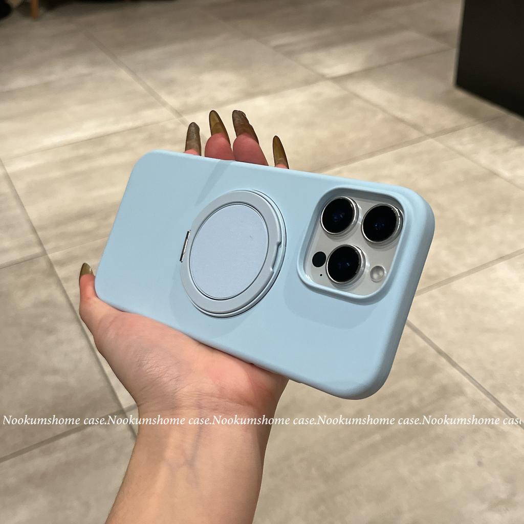 Applicable To IPhone 16 Liquid Silicone Rotating Magnetic Suction Bracket Mobile Phone Case Apple 15 Large Hole Anti Fall Protection Case 14