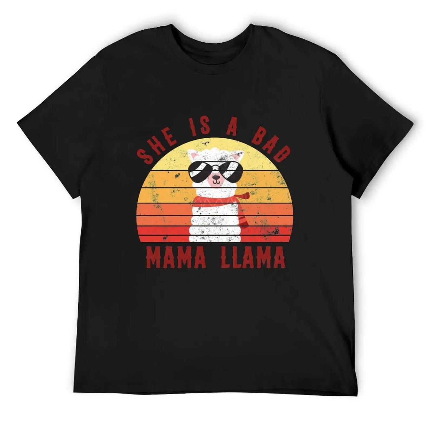 

Funny Tee_ She Is Bad Mama Llama T-Shirt custom shirt vintage clothes man clothes mens graphic t-shirts XXXXXL чорний