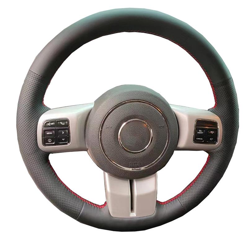 Custom Car Steering Wheel Cover For Jeep Compass Grand Cherokee Wrangler Patriot 2012-2014 Leather Braid For Steering
