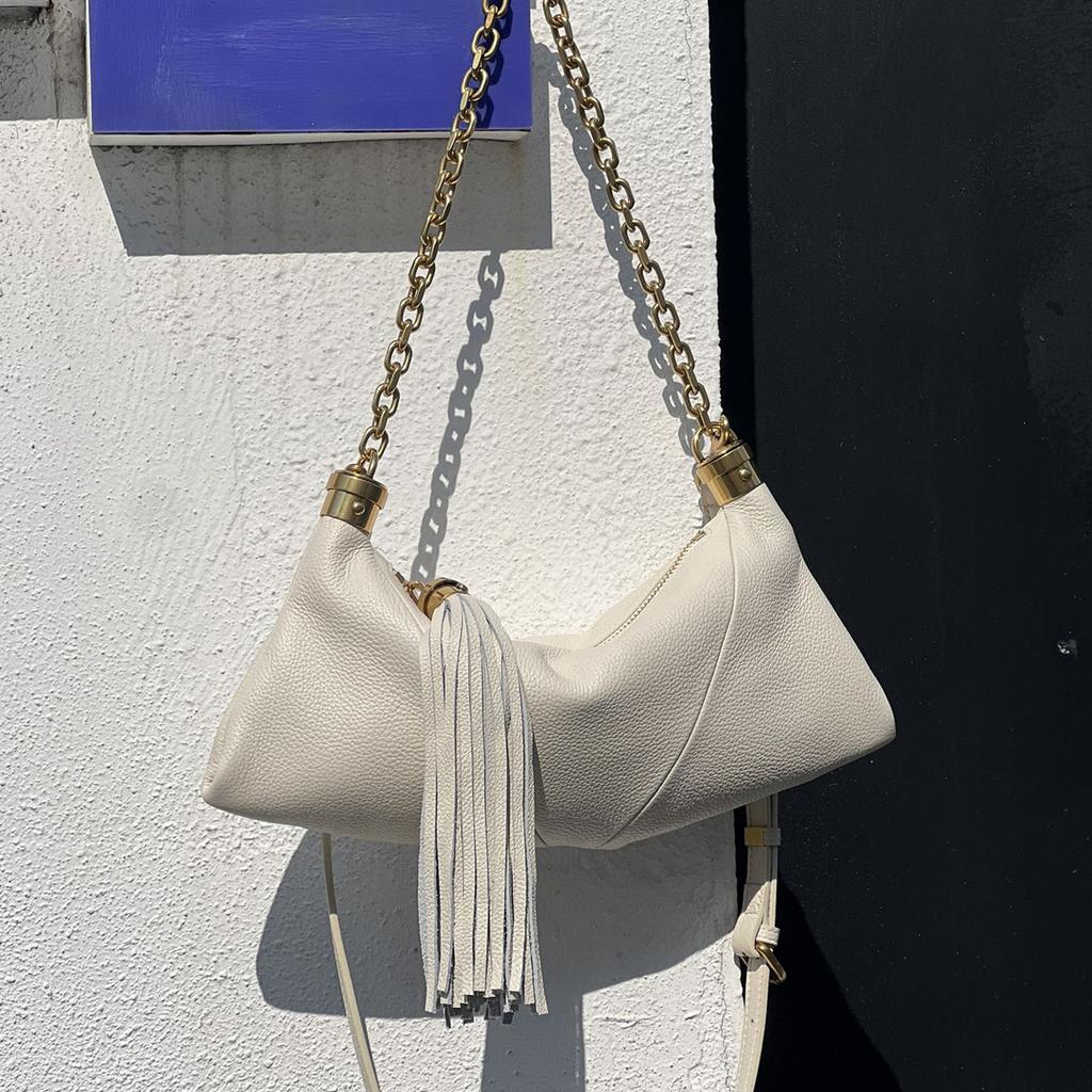 Genuine Leather Shoulder Bag Niche Design Tassel Chain Underarm Bag Women's Bag Crossbody Bag Fashion Soft Top-Grain Cowhide