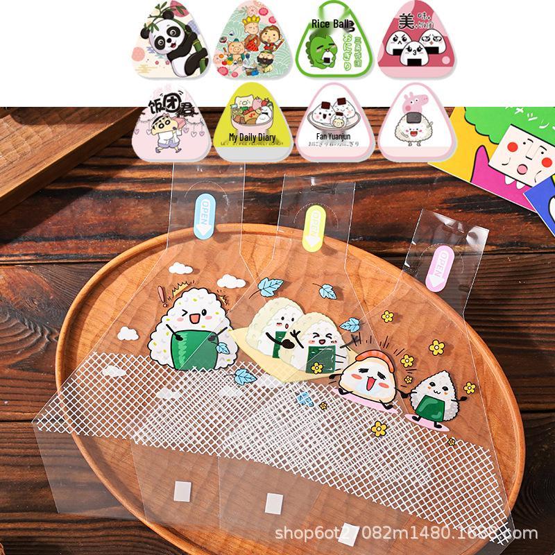 Große Dreiecks-Onigiri-Form & Verpackungsbeutel-Set für japanische Bento-Algen-Reisbällchen