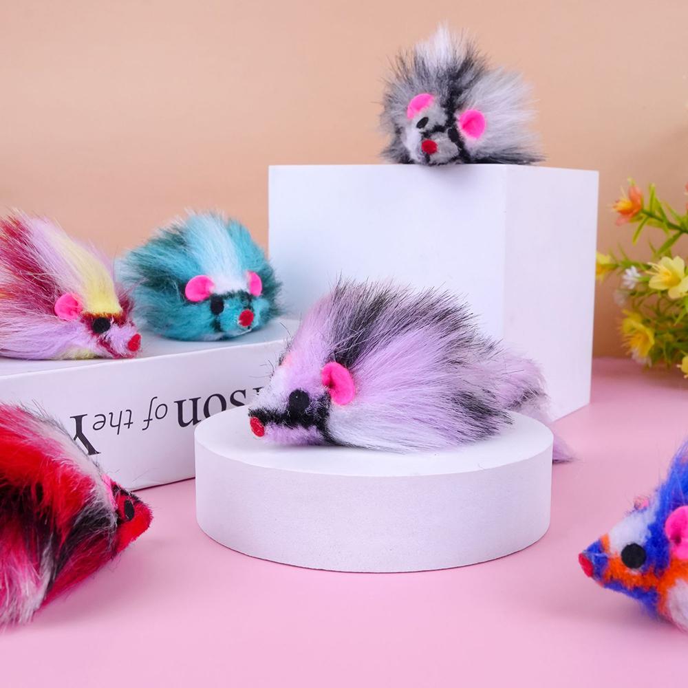 20pcs Pet Cat Toys Plush False Mouse Cat Toys Colorful Feather Playing Toys for Kitten Supplies
