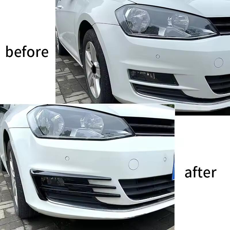 For VW Golf MK7 2013-2016 Car Sticker Front Bumper Side Vent Spoiler Splitter Canard Fog Light Lamp Cover Carbon Styling Black