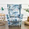 Pastoral Wing Chair Cover Stretch Spandex Armchair Cover Colorful Relax Sofa Covers With Seat Cushion Covers Footstool Slipcover