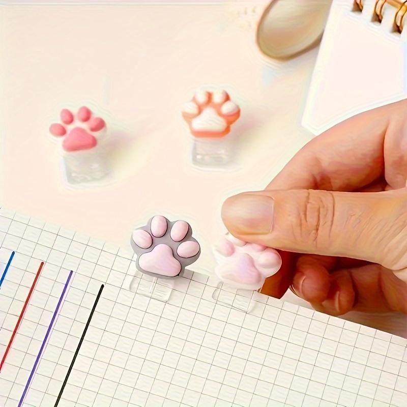 4 Pieces Per Set Mini Cartoon Cat Paw Fixing Clip File Clip Diary Folder Student Stationery and Office Supplies