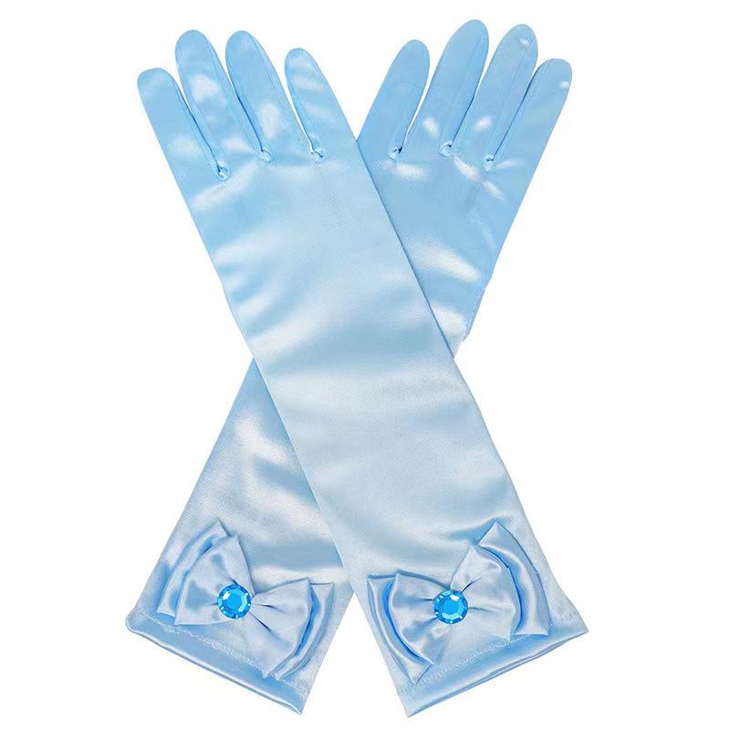 Princess Elsa Kids' Satin Gloves – Snow White Frozen Sophia Bow Performance Long Gloves