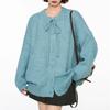 Retro Bow Sweater Jacket Women's Autumn and Winter Loose Lazy Style New Knitted Cardigan Top Women