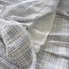 Women's French Romantic Seersucker Checkered A-Line Umbrella Midi Skirt - Light Blue & White Paneled Flared Hem for Summer
