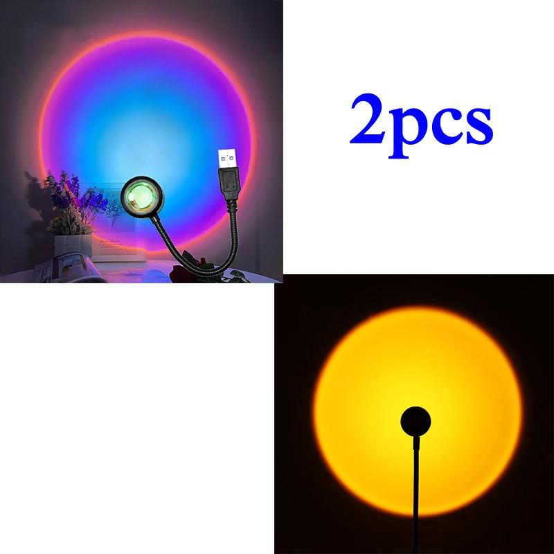 1-3PCS LED Sunset Lamp Nightlights USB Projector Birthday Party Decoration Mood Lights For Bedroom Living Room Wall Photography
