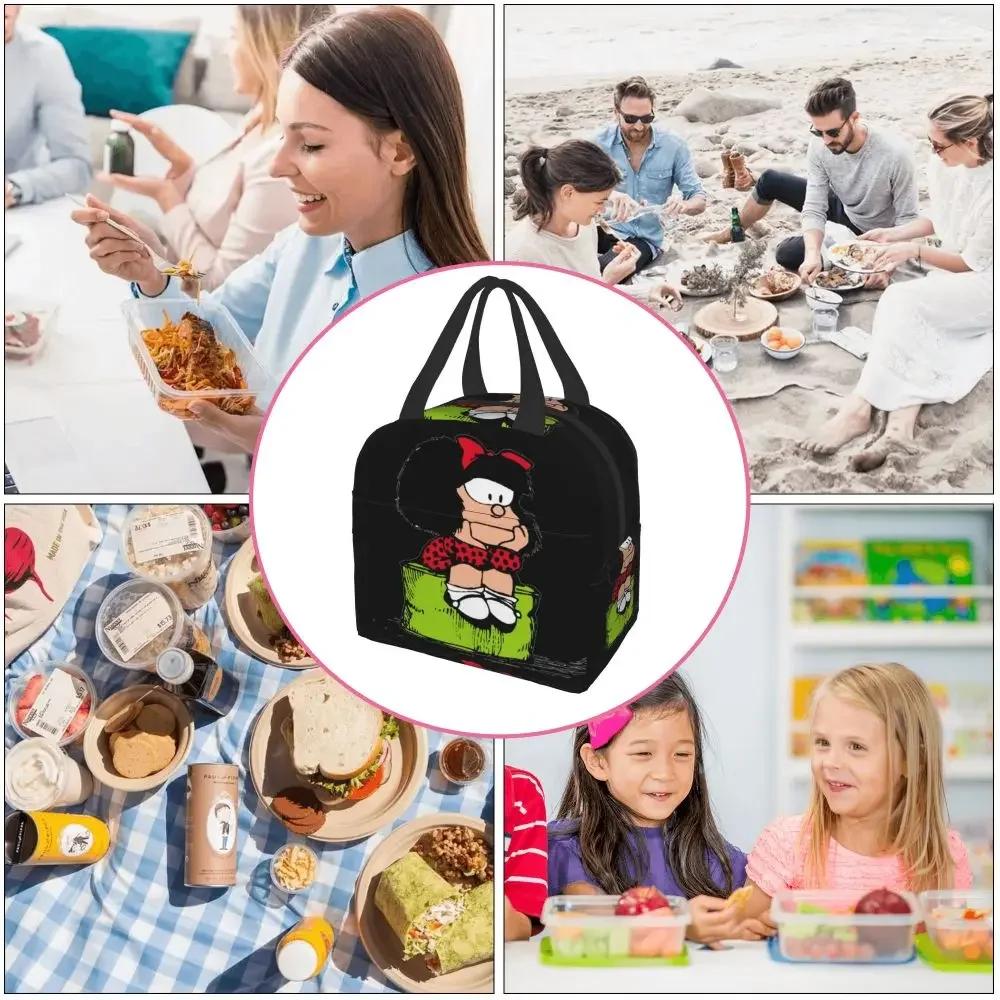 Mafalda Portable Lunch Box Quino Comic Cooler Thermal Food Insulated Lunch Bag For Women Kids School Children Multifunction Bags
