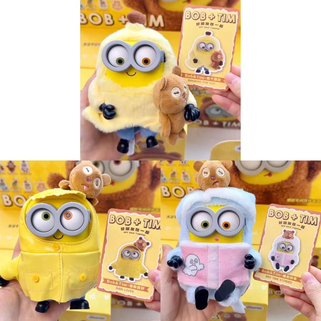 Minions Bob And Tim Plush Dolls With Flexible Pvc Material Perfect For Collectors And Gift Givers