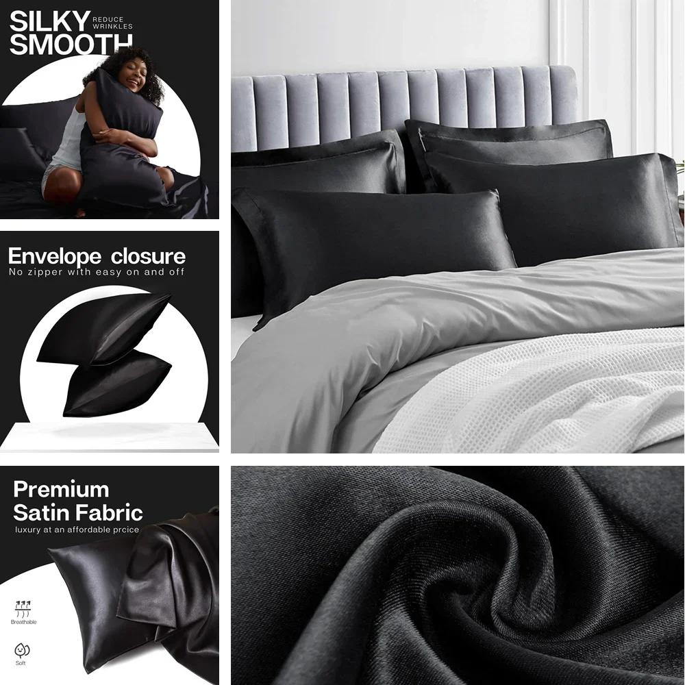 Stain Pillowcase Silky Pillowcase Natural Silk Pillowcase Mulberry Silk Pillow Case for Standard Queen King Pillow Cover