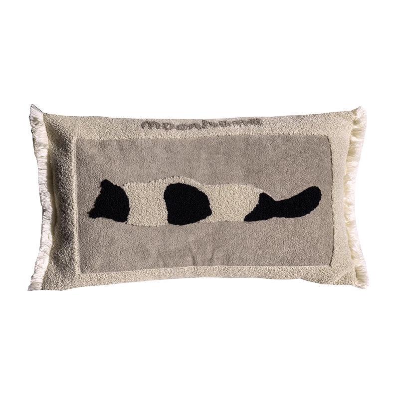 Medieval Critter Embroidery Cushion Cover Puppy Kitten Coffee Brown Washable Home Decoration Pillow Cover 30x50CM