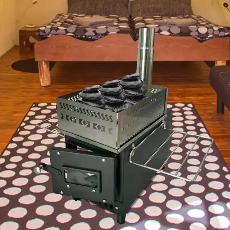 Charcoal Fire Box Foldable Sauna Stone Holder Heat-resistant Wood Stove Accessories For Sauna Hiking Fishing Cooking Barbecue