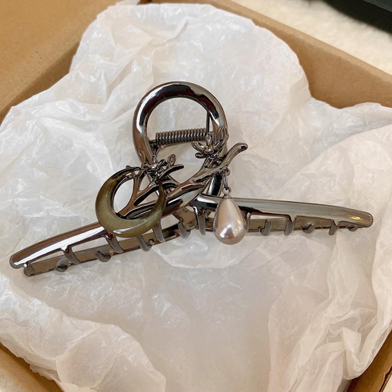 Pinza de Metal para el Pelo Flor de Luna Y2K Pinzas de Cangrejo Pinzas para el Pelo Pasadores de Perlas Pinza Coreana para Cola de Caballo Accesorios para el Cabello para Mujeres Niñas