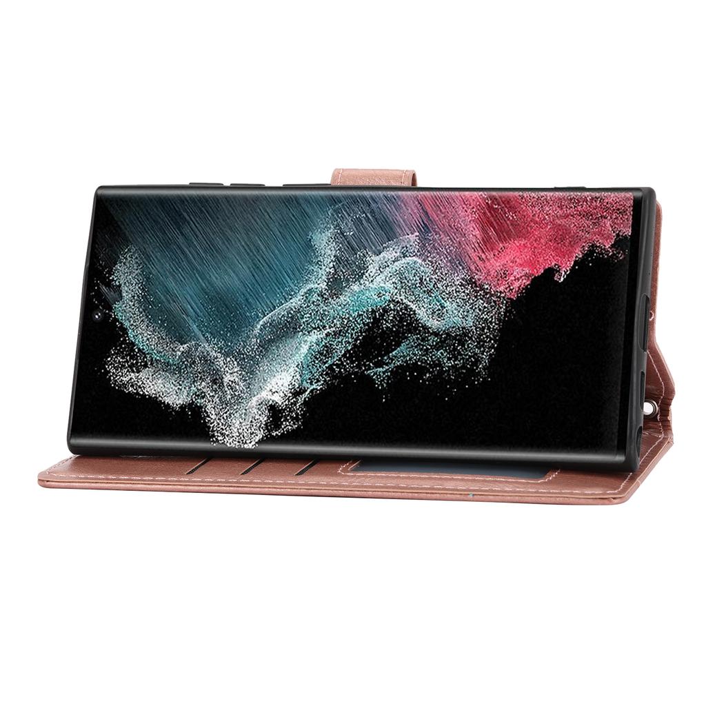 For Samsung Galaxy S25 Ultra Case Zipper Pocket Leather Phone Cover with Crossbody Shoulder Strap