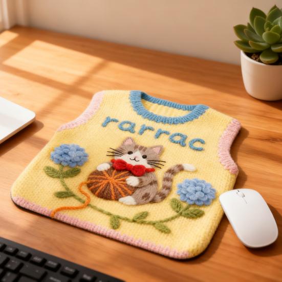 Knitted Sweater Print Mouse Pad Non-slip Base Waterproof Home Office Gaming Computer Laptop Mousepad Desk Mat PC Accessories