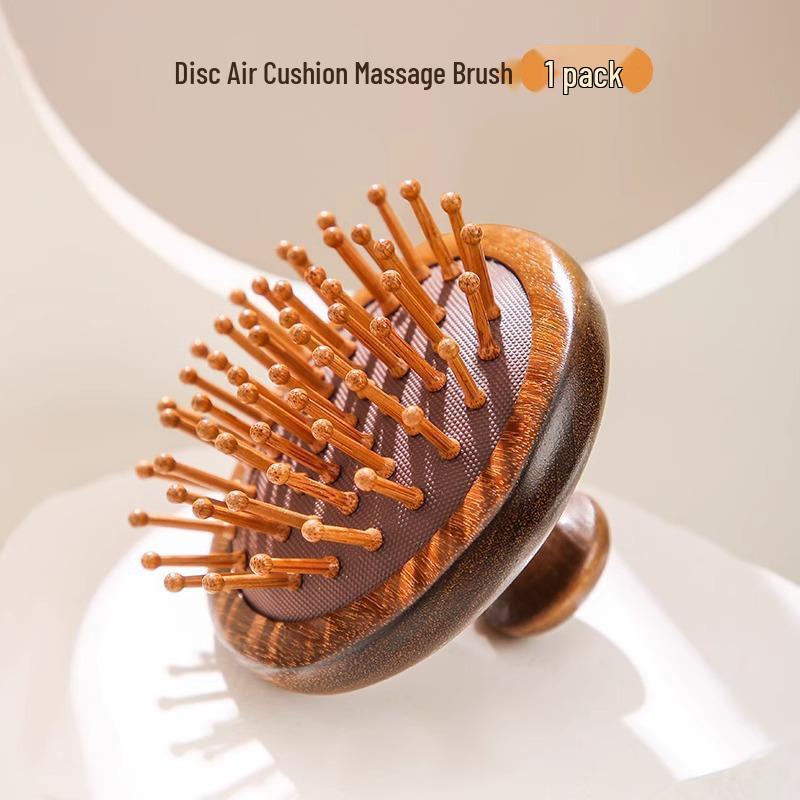 Women s Portable Round Sandalwood Massage Hairbrush