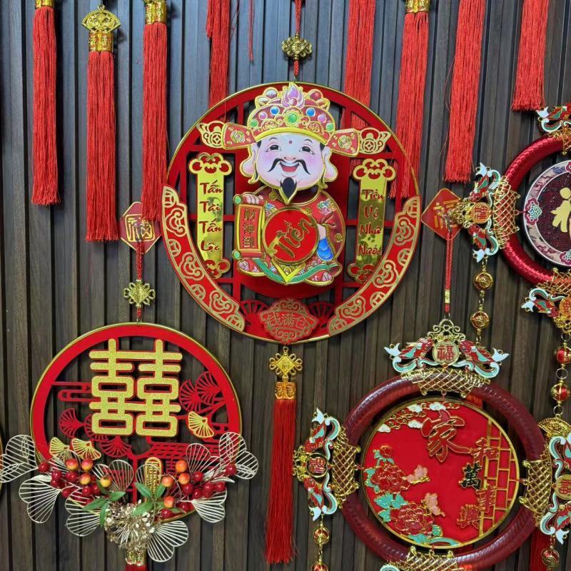 2026 Neujahrs Nickender Gott des Reichtums Figur mit Elektrischer Hängender Fu-Zeichen Dekoration für Wohnzimmer