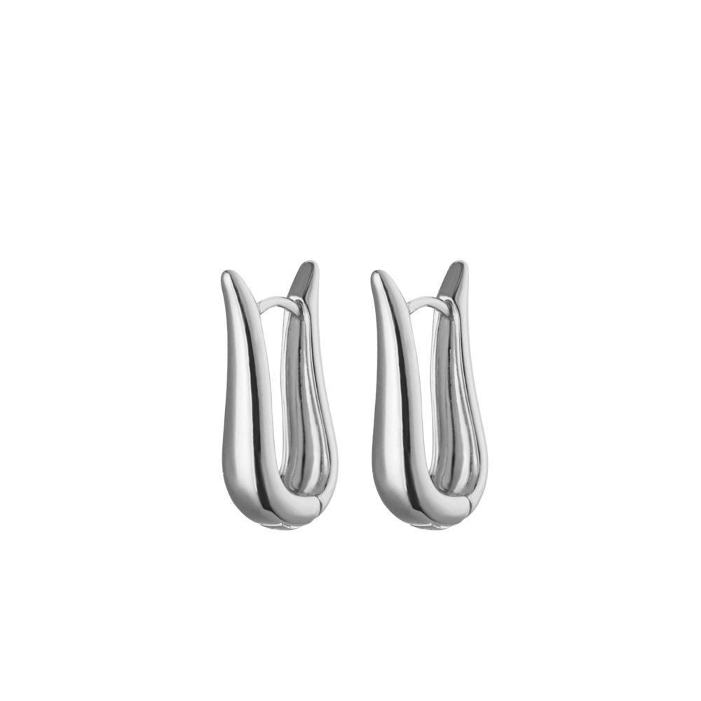 Chunky Geometric Hoop Earrings For Women Gold Color Stainless Steel U-Shape Earring Wedding Party Jewelry Christmas Gift