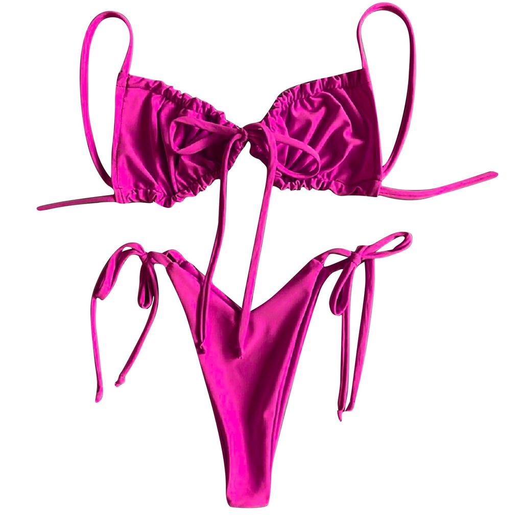 Women's Swimwear Solid Colour Bikini Strappy Swimsuit Split Swimsuit Set