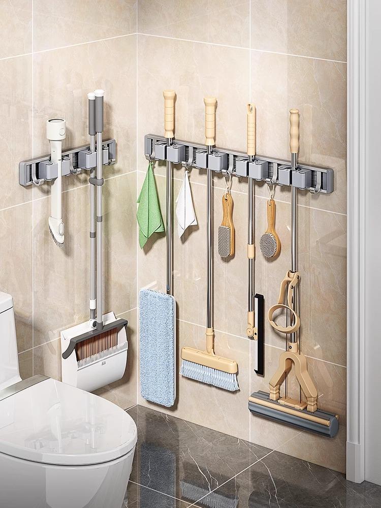 Mopp- und Besen-Organizer Mopphalter-Gestell Mopphalter Wandmontiert Stark Besen-Mopphalter-Regal mit Haken Organizer Hängen Besen auf