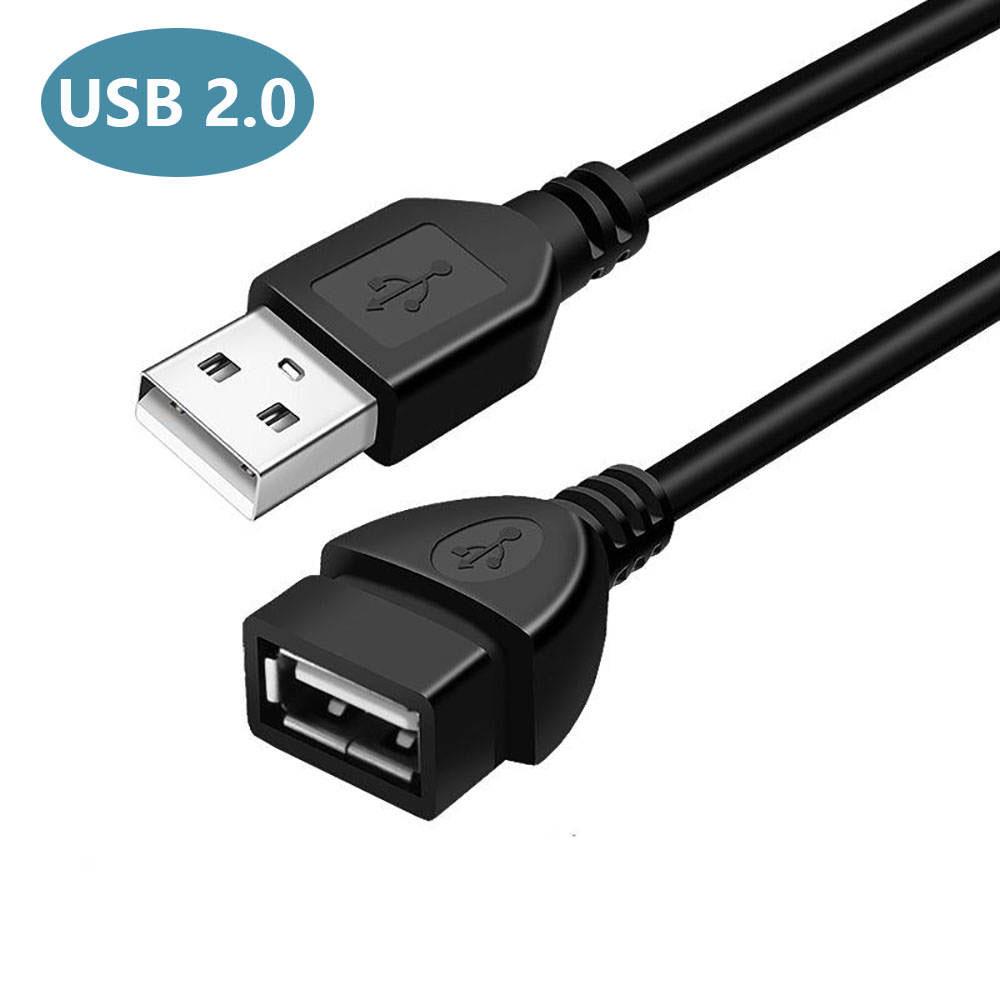 USB 2.0 Extension Cable Male To Female High-Speed Data Sync & Charging Cable 4-Pin Core (1A) Extra Long USB A/F Cable Black