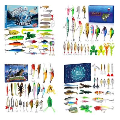 24 Tage Weihnachten Fischköder Blindbox Angelzubehör Set Adventskalender Angelzubehör Stilvolles Geschenk für Angler