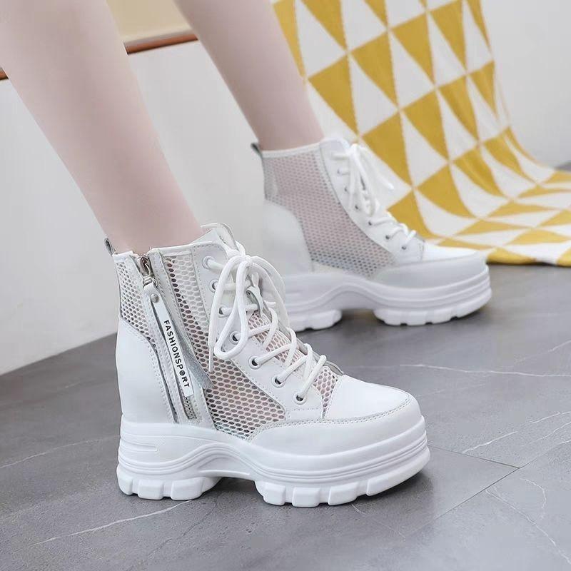 Martin Boots Summer New Inner Height Increase Mesh Short Boots Thin Fashion Hollow Breathable Mesh Cool Boots