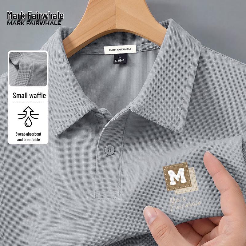 

Mark Huafei Men s Waffle Texture Casual Short-Sleeve Polo Shirt 3XL