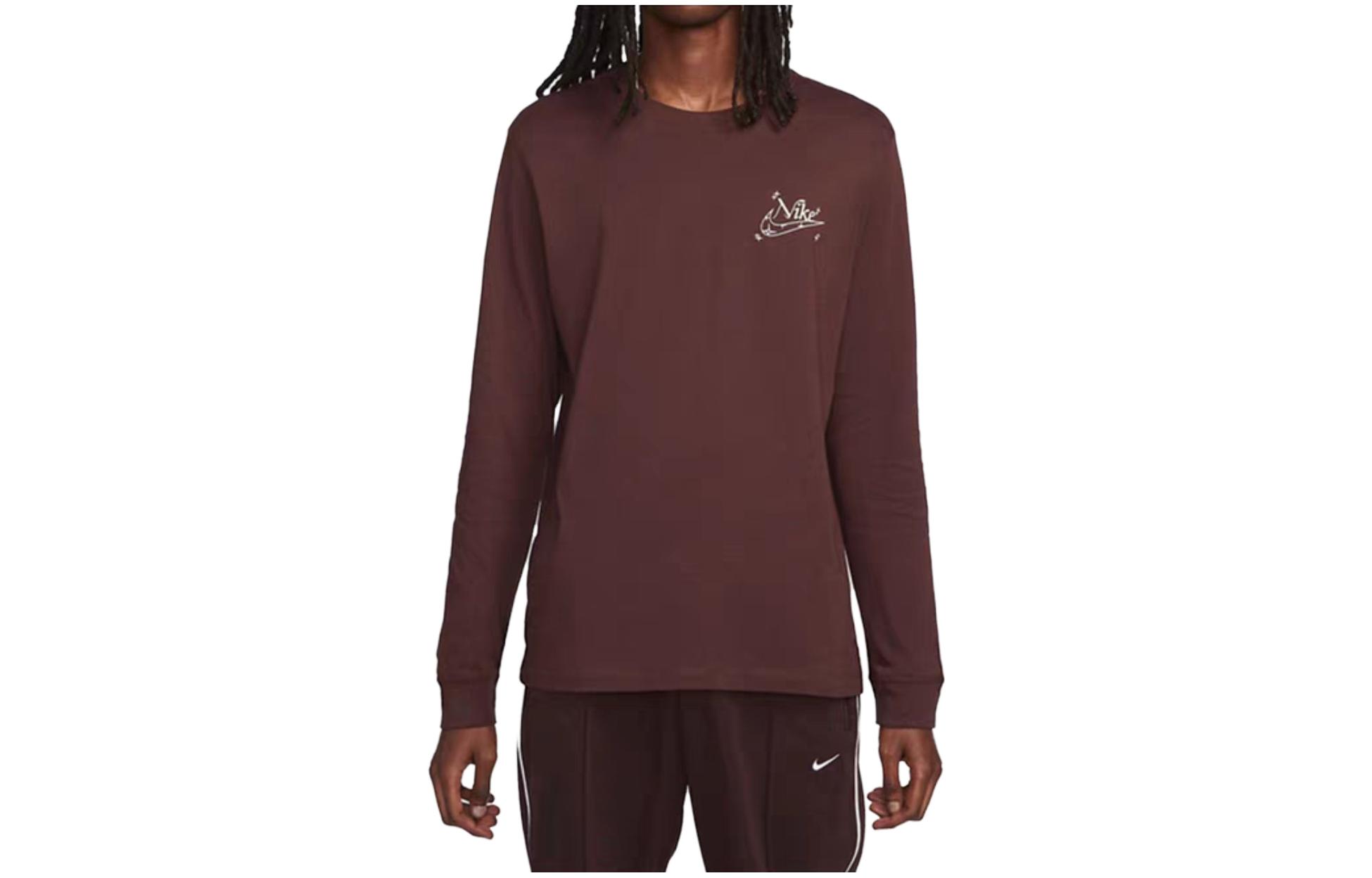Nike T Shirts Men s Light Brown Crew Neck Moderate Straight Fit DZ2828-227 5XL