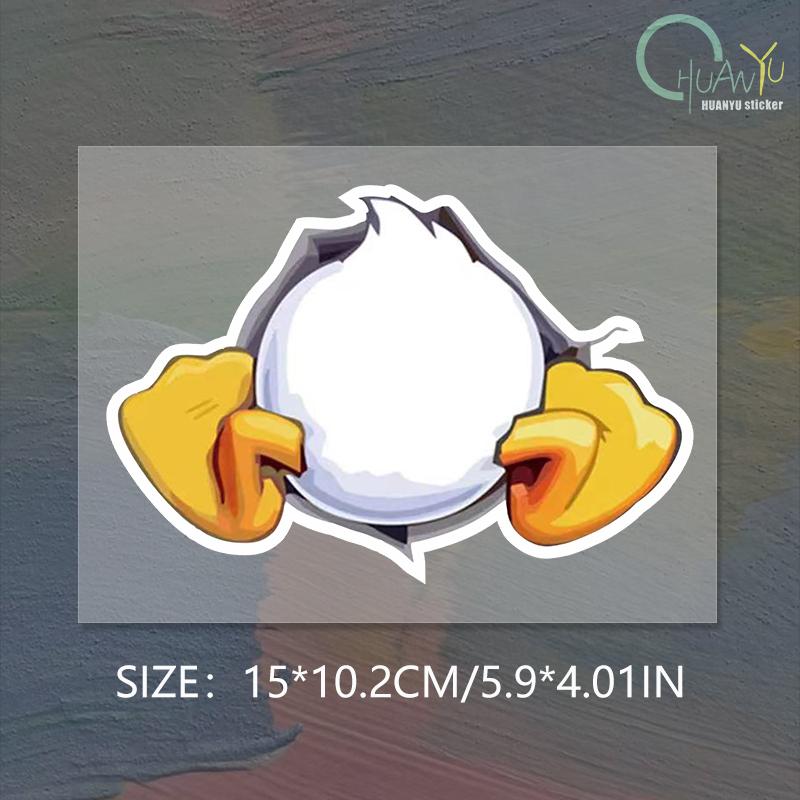 Car Gas Cap Reflective Stickers Fun Cartoon Duck Butt Personalised Motorbike Body Waterproof Stickers Decorative Accessories