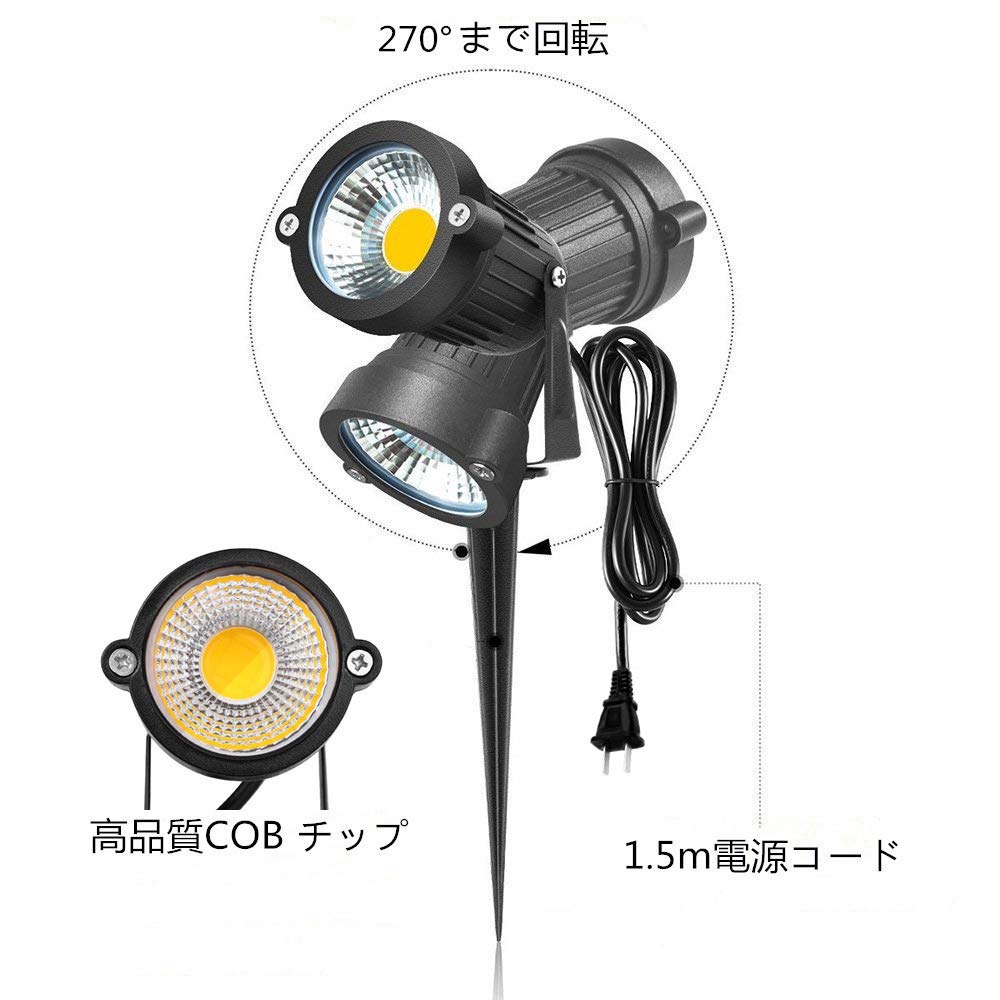 Herimo 5W Warm White LED Garden Light, 3000K, 400LM, IP65 Waterproof, Rotatable, Landscape Light, Lawn Light, 50,000 Hour Lifespan (Set of 2)