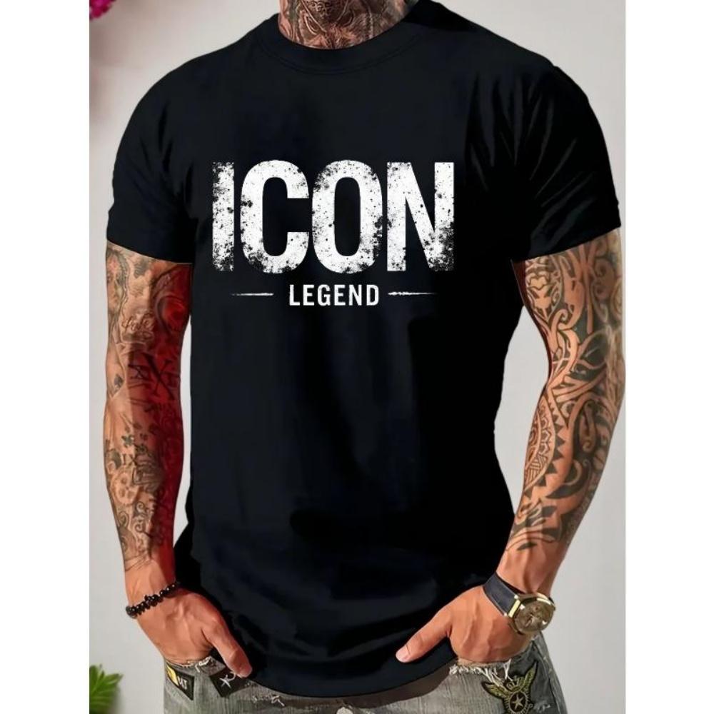 

European Sizes Men S Summer Casual Sports Fashion T-Shirt _ Blend, Soft, Breathable, Loose Fit -Stretch Knitted Fabric S чёрный