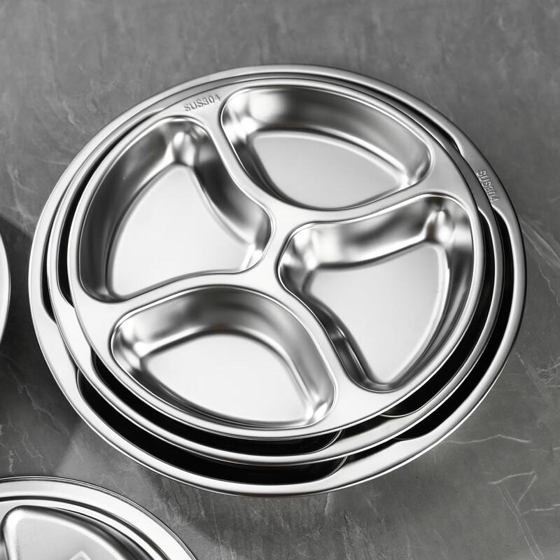 GuRou 304 Stainless Steel Round Divided Meal Plate