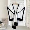 Striped Fake Collar Fiber Detachable Collar New Knitted Shawl  Unisex