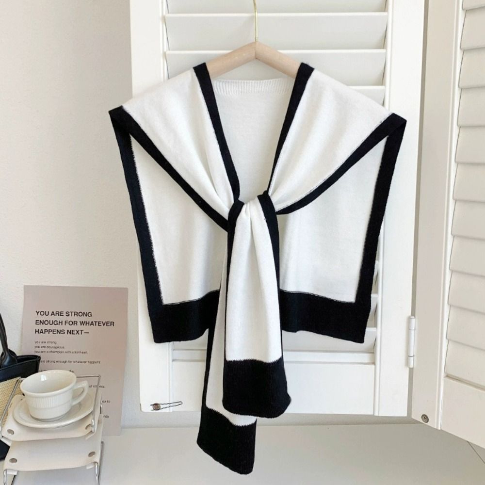 Striped Fake Collar Fiber Detachable Collar New Knitted Shawl  Unisex