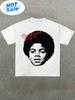 Pure Cotton Tshirt White Graphic Tee With Retro Portrait And Slogan Unisexs Tshirt Unisexs Casual Comfortable Fashionabl Black