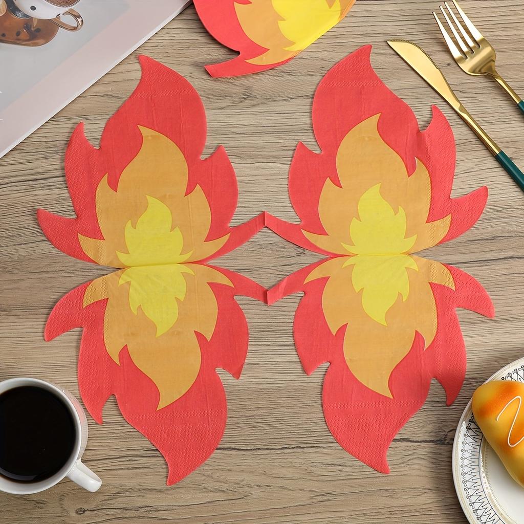 [20pcs New Flame Napkins] 20pcs Flame-Shaped Decorative Paper Napkins 12.08x12.6 Inch | Vibrant Fire Design