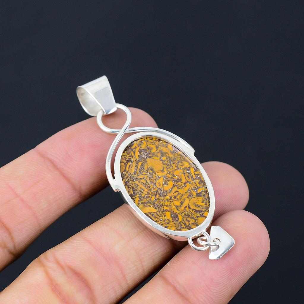 Daughters Day Sale Oval Natural Mariam Jasper Mother Pendant Jewelry 925 Silver