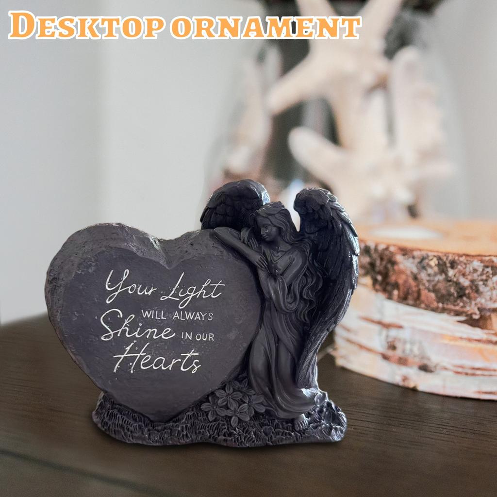 Statuie Înger Rugător Vintage cu Cruce – Ornament Comemorativ din Rășină pentru Cimitir, Decor de Grădină