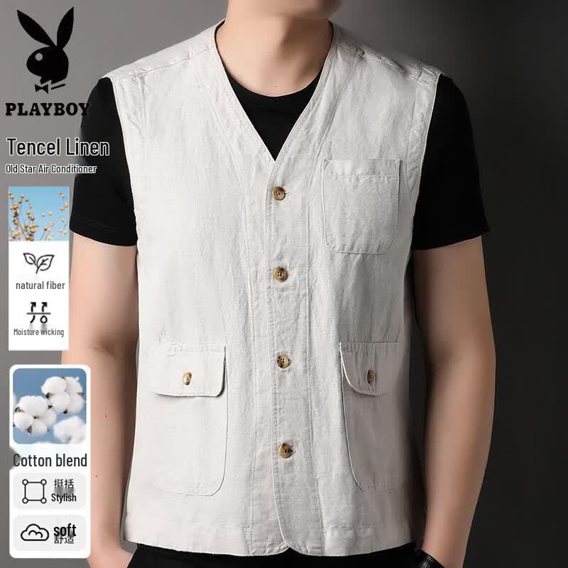 PLAYBOY Men s Summer Thin Workwear Sleeveless Casual Vest 2XL
